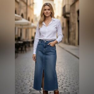 Vintage dELiA*s Long Denim Skirt with Front Slit